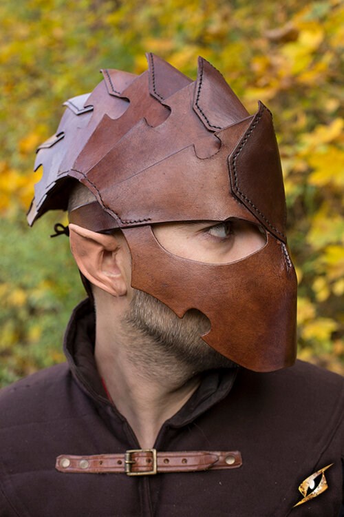 Elmo/maschera Assassin cuoio Larp/Grv