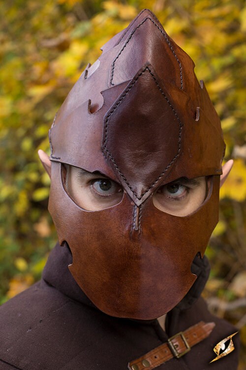 Elmo/maschera Assassin cuoio Larp/Grv