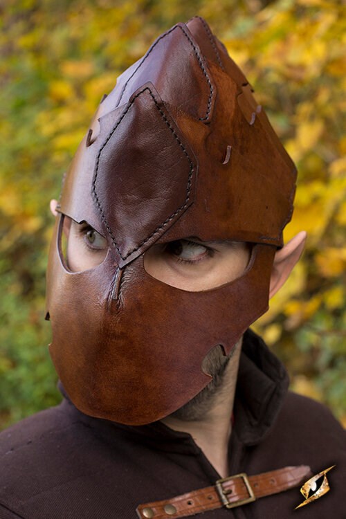 Elmo/maschera Assassin cuoio Larp/Grv