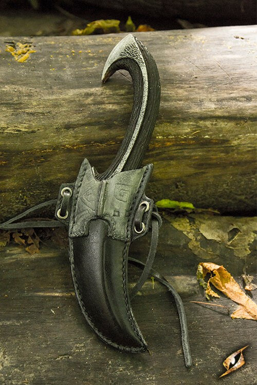 Dark Elven Throwing Knife & Holder - Black Larp/Grv